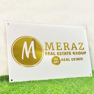 Custom 3D Acrylic Small Business Signs | Rectangular 3D Office Wall Decor | Custom Acrylic Business Wall logo sign | Business Owner Gift