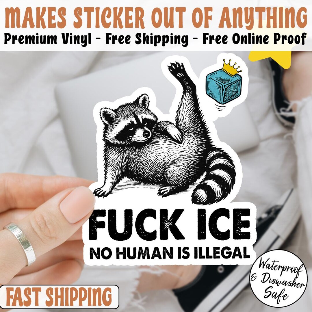 Fuck ICE Raccoon Sticker/ Magnet, Anti Fascist Sticker, No Human is ...