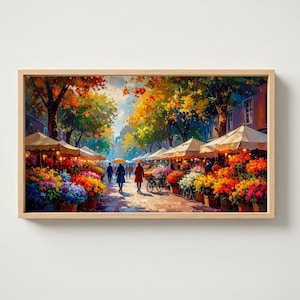 Flower Market TV Art - Samsung Frame TV Art - Home Decor Wall Art - Digital Download - Botanical wall art - Frame TV Art, Spring Digital Art