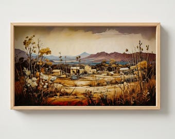 Frame TV Art Mountain Landscape Painting Vintage Art - DIGITAL TV Download - Home decor - Samsung frame art - tv frame art