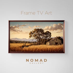 Samsung Frame Art – Arte TV con paesaggio di fattoria – Dipinto rustico di campagna – Download digitale – Decorazione murale con tramonto sul campo di grano – Arte TV 4K