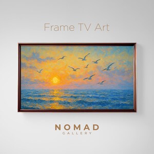 Coastal Beach Frame TV Art - Tropical Palm Sunset Digital Download - Boho Aesthetic Smart TV Decor - Vintage Landscape - Summer Decor - 4K