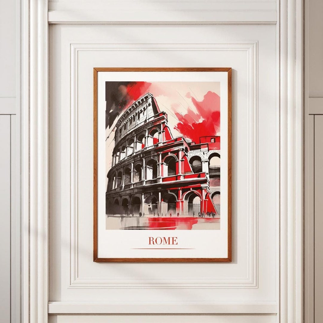 Rome Wall Art: Coliseum Travel Poster | Printable Digital Painting for ...