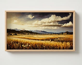 Golden Field Landscape TV Art – Digital Download for Samsung Frame TV – Rustic Nature Scene – Countryside Wall Art – 4K TV - Wheat Field Art