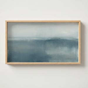 Abstract Foggy Horizon Samsung Frame TV Art, Moody Blue Gray Minimalist Painting, Coastal Misty Seascape Digital Download, Calm Wall Decor