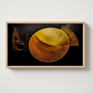 Samsung Frame TV Art – Eclipse Geometry in Gold und Schwarz – Abstraktes minimalistisches digitales Wandbild – 4K-Download – Moderne Wohndekoration