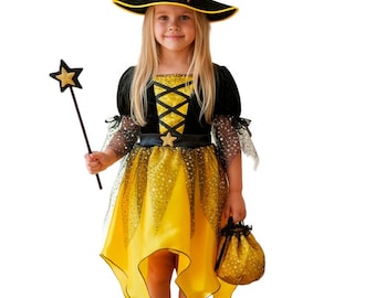 Girls' Witch Costume: Hat, Bag & Wand - Affordable Halloween Fun