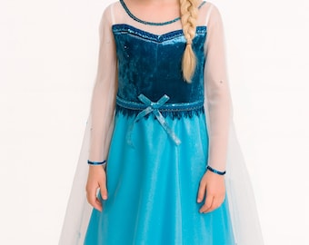 Disfraz de Elsa: Vestido de tul azul de princesa Frozen hecho a mano