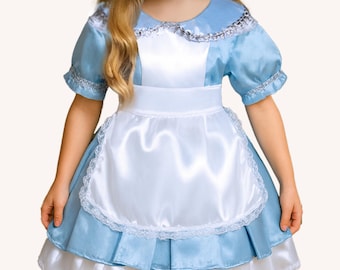 Disfraz de Alicia en el País de las Maravillas: Vestido de princesa azul hecho a mano