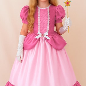 Princess Peach Dress for Girls - Super Mario Bros Costume - Princess Party Outfit - Princess costume - Peach costume - Peach dress - Peach -