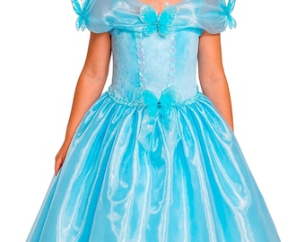 Sparkly Blue Cinderella Dress: Princess Costume for Girls