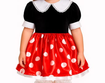 Handmade Minnie Mouse Costume: Polka Dot Dress & Ears Headband