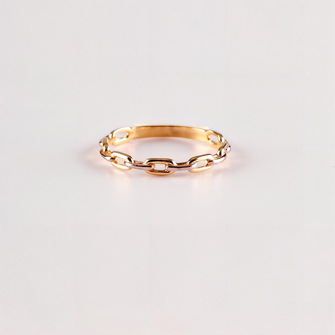 Solid Gold Chain Ring for Women Minimalist Jewelry Handmade Gift ...