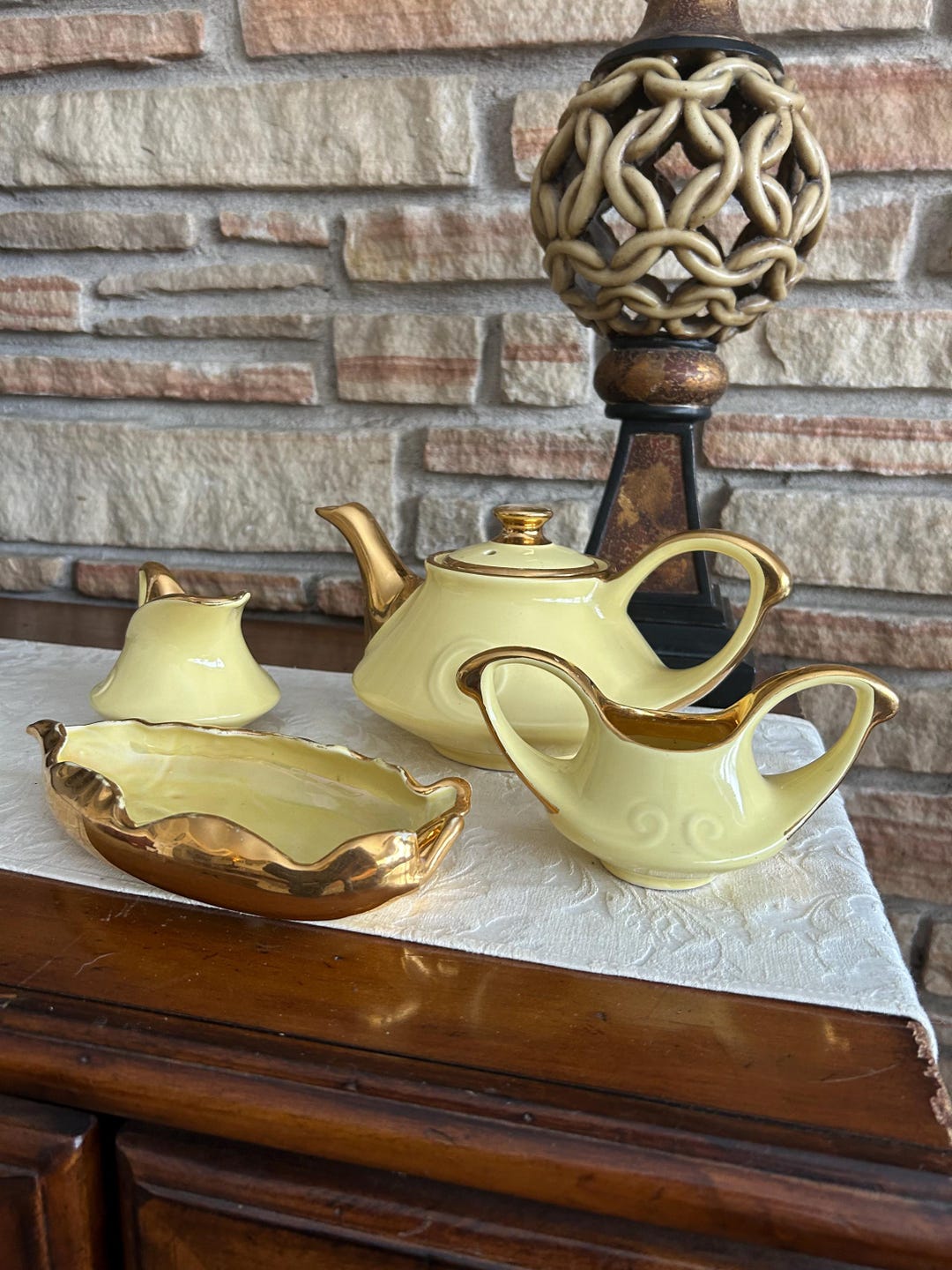 Antique Gold 22k Plated Tea Set - Etsy