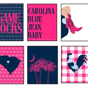 USC Navy and Pink Wall Prints Set of 6