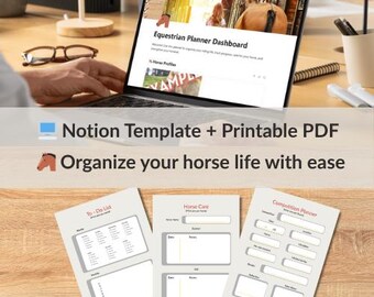 Equestrian Notion Planner | Horse Care, Training & Competition Log + Printable PDF