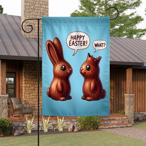 Funny Chocolate Bunnies Easter Garden Flag – 12x18-inch Spring Decor