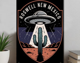 Roswell New Mexico UFO Metal Sign, Alien Wall Art, UFO Themed Home Decor