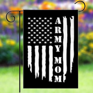 Proud Mom Garden Flag (12x18inch): Rustic Military Outdoor Banner