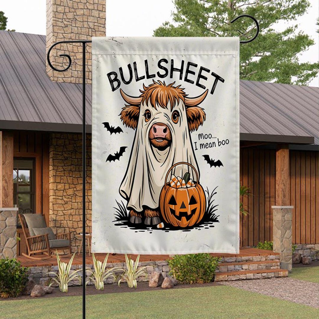 Funny Halloween Cow Ghost Garden Flag (12x18inch): Double-sided Indoor ...