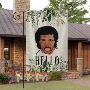 Hello Illustrated Garden Flag 12x18inch, Double Sided Indoor Outdoor Decor, Farmhouse Welcome Flag