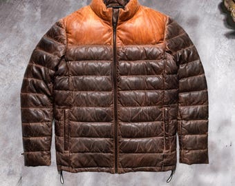 Gewatteerd jack heren lamsleer: winter-outdoorjas