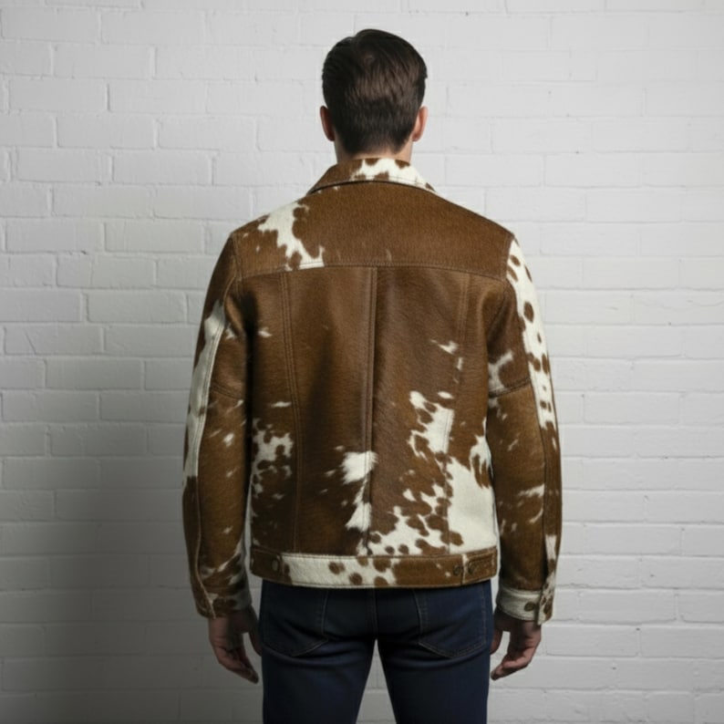 Men's Western Cowhide Jacket Hair On Pony Hide Leather Coat