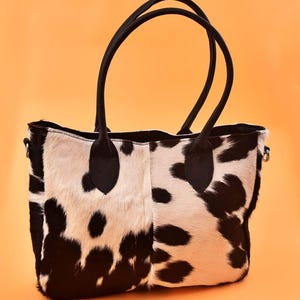 Handmade Hair-On Cowhide Tote Bag: Large Everyday Purse