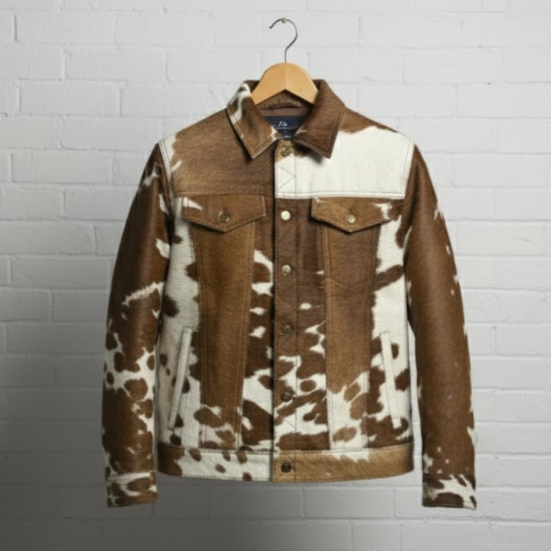 Men's Western Cowhide Jacket Hair On Pony Hide Leather Coat