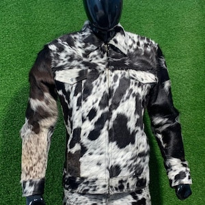Cowhide Men&#39;s Jacket Pant Set, Real Hair on Pony Skin Western Jacket, Stylish Outfit for Outdoor Events, Unique Gift for Him