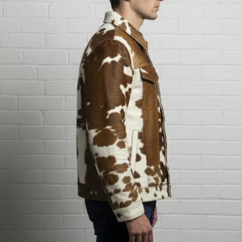 Men's Western Cowhide Jacket Hair On Pony Hide Leather Coat