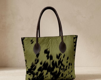 Kuhfell Hair-On Leder Tragetasche: Große Western Style Damen Tasche