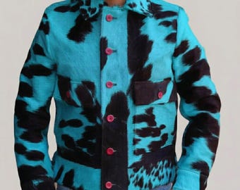 Hair on Hide Jacket for Men – Cowhide Western Leather Coat – Rugged Pony Skin