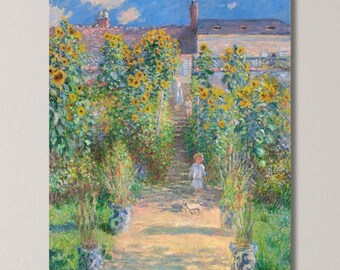 キャンバスプリントアート クロード・モネ ヴェトゥイユの画家の庭 額付 絵画 クロード・モネ 「ヴェトゥイユの画家の庭」アートポスター｜北欧