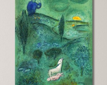 Marc Chagall Daphnis en Chloe 1911 olieverfschilderijen afdrukken, Marc Chagall-kunstwerk, Marc Chagall-tentoonstelling kunst aan de muur, Marc Chagall kunst aan de muur afdrukken