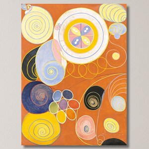 Hilma Af Klint Oil Painting Print, Abstract Spiritual Painting Exhibition Print, The Ten Largest Series Painting for The Temple Painting Art