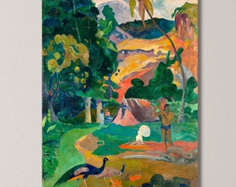 ポール・ゴーギャン：孔雀のいる風景（1892年）美術館品質のロールド