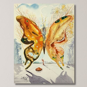 Salvador Dali Butterfly Oil Painting Print, Salvador Dali Wall Art, Salvador Dali Artwork Print, Salvador Dali Exhibition Canvas Poster Arts