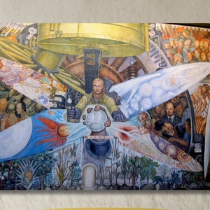 Diego Rivera Man Countroller Of The Universe Or Man in The Time Machine Paintings Canvas, Diego Rivera Artwork, Diego Rivera Poster Wall Art