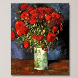 Vincent Van Gogh Red Flowers in Vase Oil Painting, Vincent Van Gogh Canvas, Vincent Van Gogh Flowers Poster, Vincent Van Gogh Print Wall Art
