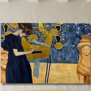 La Pastiche &#39;Musik Metallic Embellished&#39; by Gustav Klimt Oil Paintings, Gustav Klimt Artwork, Gustav Klimt Exhibition, Gustav Klimt Wall Art