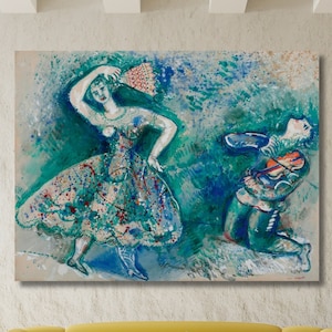 Marc Chagall Braut Tanz Malerei Druck Kunst, Marc Chagall Kunstwerk, Marc Chagall Leinwandkunst, Marc Chagall Wandkunst, Marc Chagall Poster Kunst