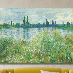 Claude Monet The Siene At Vetheuil 1880 Oil Paintings, Claude Monet Landscape Wall Art, Claude Monet Artwork, Claude Monet Exhibition Prints