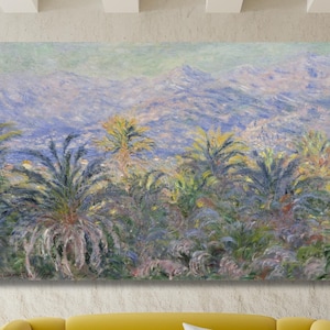 Palmeras en Bordighera, Claude Monet (1884), pintura al óleo, arte mural de paisajes de Claude Monet, obra de Claude Monet, impresión de Claude Monet