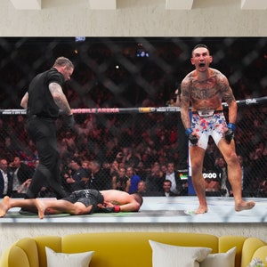 マックス・ホロウェイがジャスティン・ゲイジーをKO UFC ウォールアート、マックス・ホロウェイのポスター、UFC ポスター、キックボクシング ポスター、マックス・ホロウェイのポスター、マックス・ホロウェイのキャンバス
