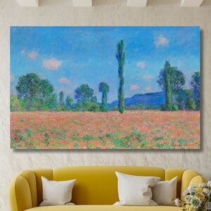Poppy Field Giverny by Claude Monet Oil Painting Prints, Claude Monet Wall Art, Claude Monet Artwork, Claude Monet Exhibition Canvas Posters