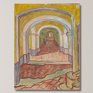 Corridor in The Asylum by Vincent Van Gogh Painting, Vincent Van Gogh Artwork, Vincent Van Gogh Exhibition Poster, Vincent Van Gogh Wall Art