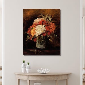 Vincent Van Gogh Vase with Carnations Painting, Vincent Van Gogh Artwork, Vincent Van Gogh Artwork Canvas Poster, Vincent Van Gogh Wall Arts
