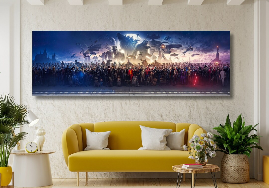 150 Movie Characters Poster Canvas Print, Blockbuster Fine Art Panorama ...