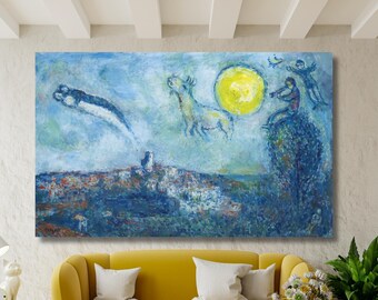 Marc Chagall Zon in de lucht van Saint-Paul-olieverfschilderijen, Marc Chagall-kunst aan de muur, Marc Chagall-tentoonstellingsafdrukken, Marc Chagall-kunstwerken